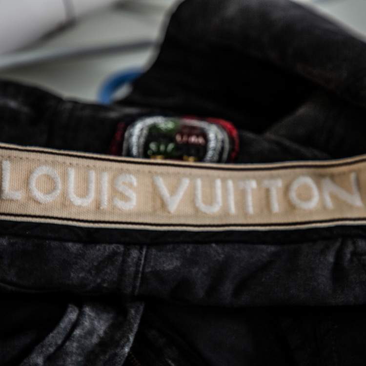 Pre Owned Louis Vuitton Charcoal Grey Denim Tapered Leg Jeans M