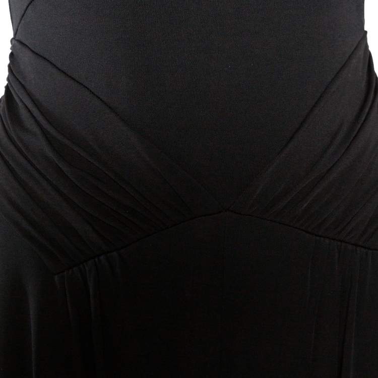 Pre Owned Louis Vuitton Black Jersey Ruched Detail Sleeveless Jumpsuit S