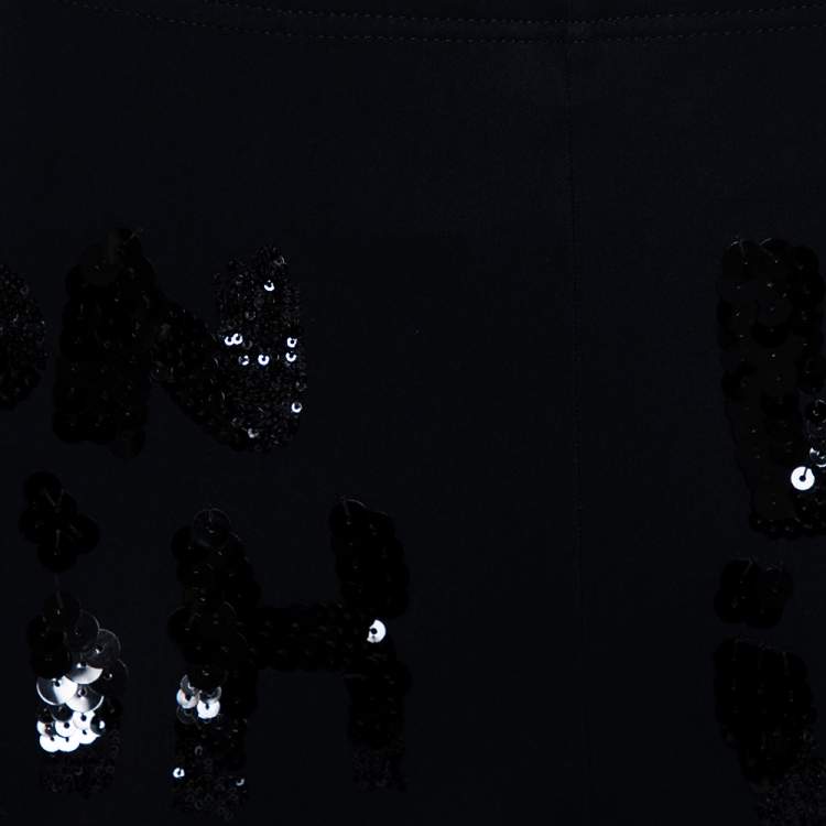 Pre Owned Louis Vuitton Black Knit Sequin Embellished Leggings S