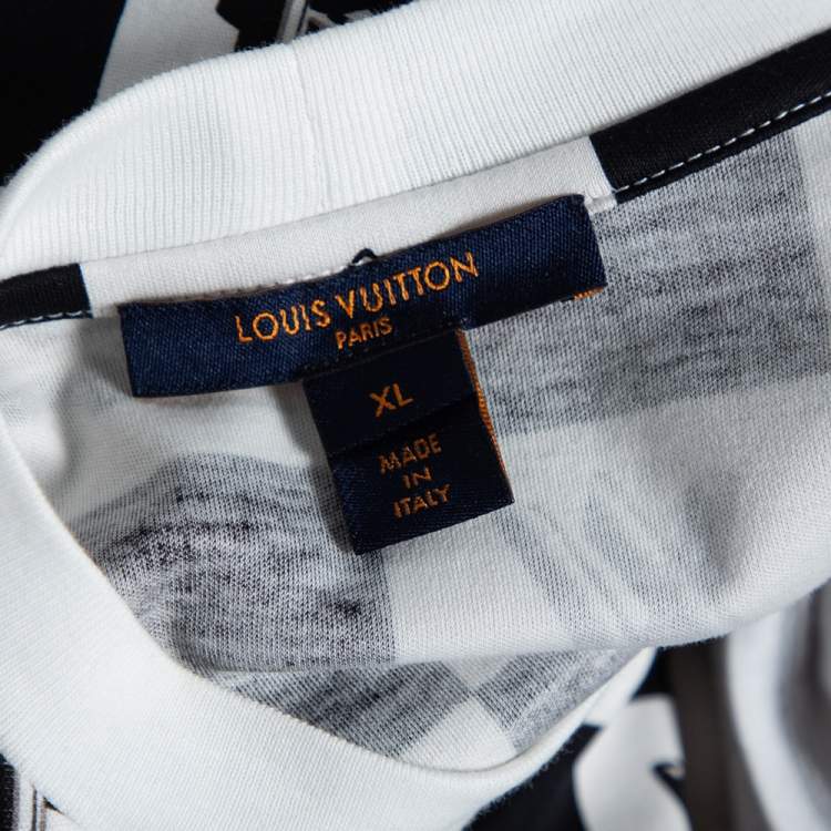 Pre Owned Louis Vuitton Monochrome Twist Lock Printed Crewneck T-Shirt XL