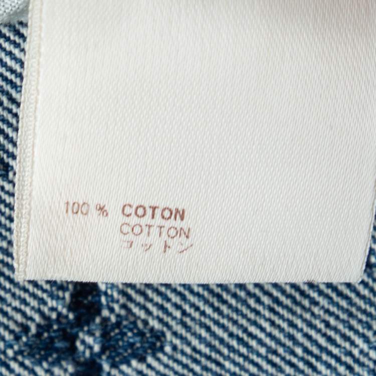 Pre Owned Louis Vuitton Blue Logo Monogram Denim Contrast Collar Detail Jacket L