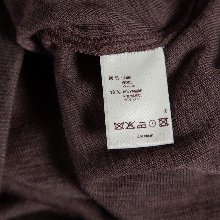 Pre Owned Louis Vuitton Brown Wool Neck Tie Detail Sleeveless Top L