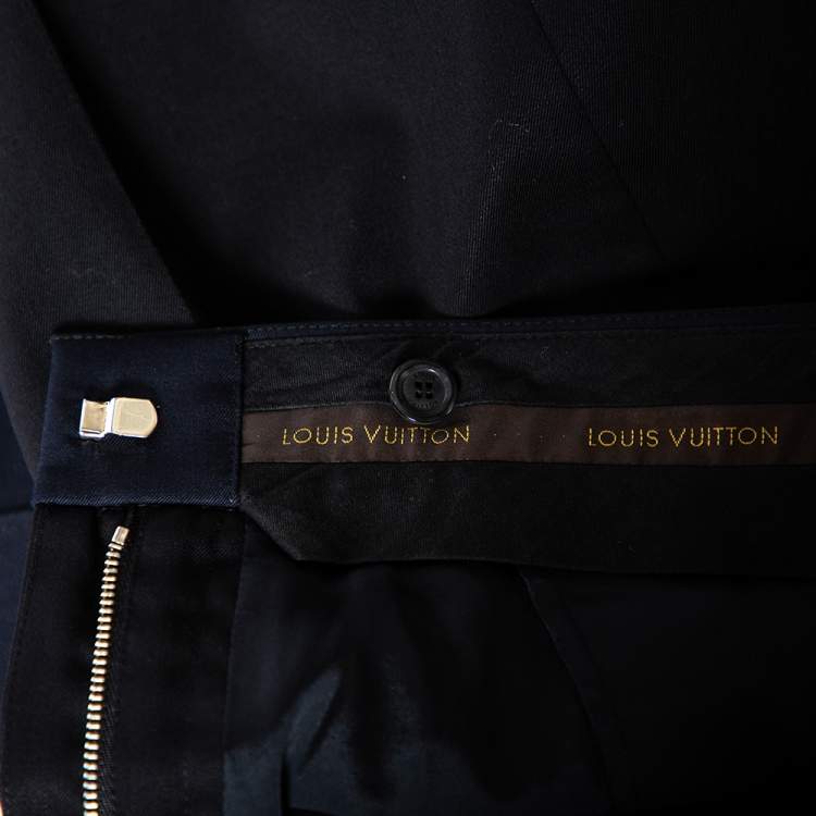 Pre Owned Louis Vuitton Black & Navy Blue Wool Paneled Formal Pants S