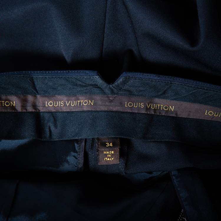 Pre Owned Louis Vuitton Black & Navy Blue Wool Paneled Formal Pants S
