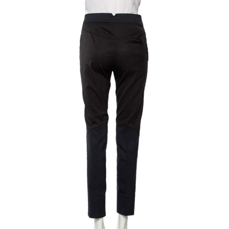 Pre Owned Louis Vuitton Black & Navy Blue Wool Paneled Formal Pants S
