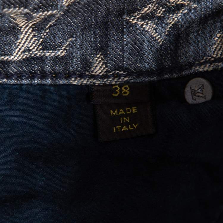Pre Owned Louis Vuitton Grey Monogram Denim Jeans M