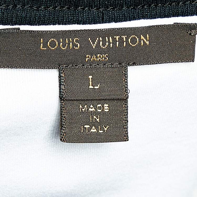 مملوكة مسبقًا Louis Vuitton White Monogram Race Printed Cotton Crewneck T-Shirt L