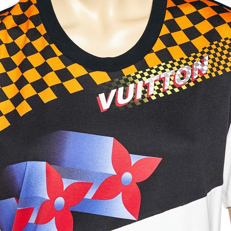 مملوكة مسبقًا Louis Vuitton White Monogram Race Printed Cotton Crewneck T-Shirt L