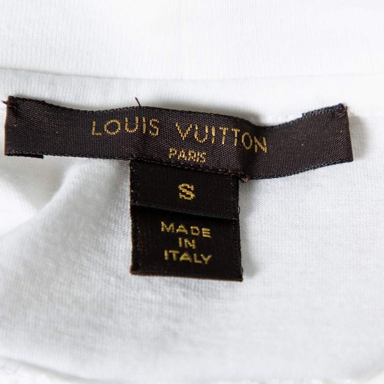 Pre Owned Louis Vuitton White Embellished Cotton Short Sleeve T-Shirt S