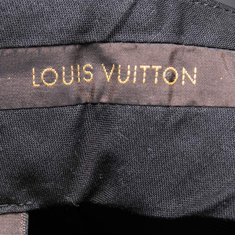 Pre Owned Louis Vuitton Black Wool Overlay Trim Detailed Shorts S