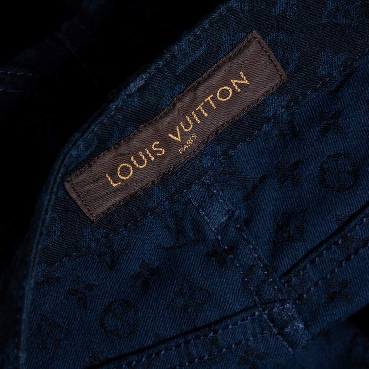 مملوكة مسبقًا Louis Vuitton Navy Blue Monogram Jacquard Denim Jeans S