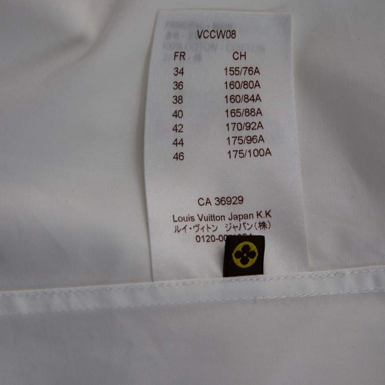 Pre Owned Louis Vuitton White Cotton & Eyelet Embroidered Yolk Detailed Button Front Shirt L
