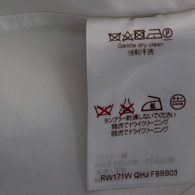 Pre Owned Louis Vuitton White Cotton & Eyelet Embroidered Yolk Detailed Button Front Shirt L