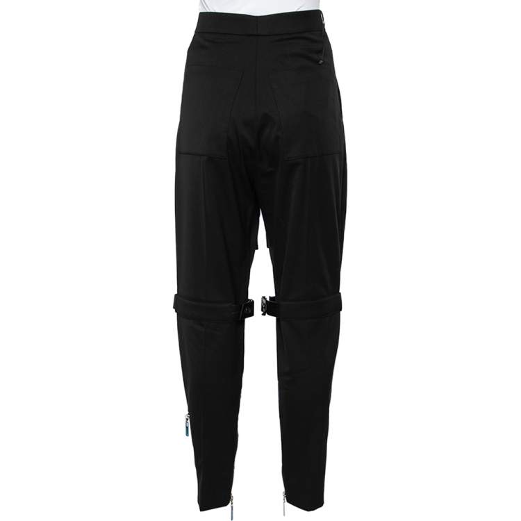 Pre Owned Louis Vuitton Black Wool Zipper Detail Cargo Trousers S
