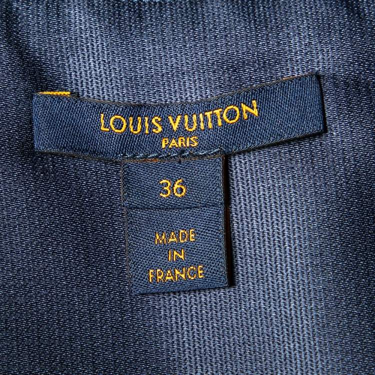 Pre Owned Louis Vuitton Navy Blue Silk Pleated Mini Skirt S