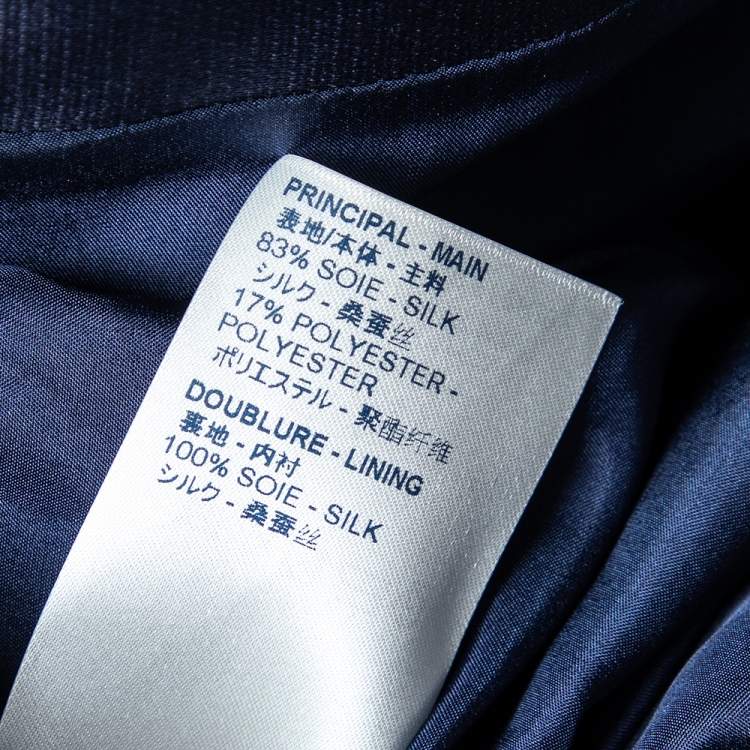 Pre Owned Louis Vuitton Navy Blue Silk Pleated Mini Skirt S