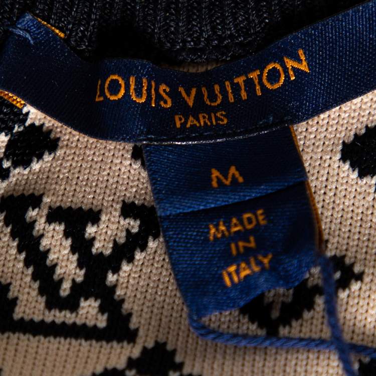Pre Owned Louis Vuitton Black Monogram Silk Knit Pocket Detailed Short Dress M