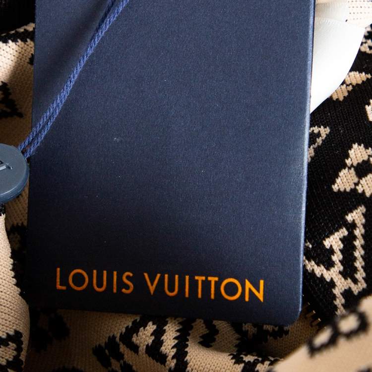 Pre Owned Louis Vuitton Black Monogram Silk Knit Pocket Detailed Short Dress M