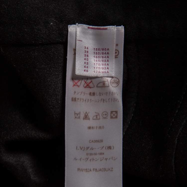 Pre Owned Louis Vuitton Black Cashmere Diagonal Zipper Front Cropped Jacket L 