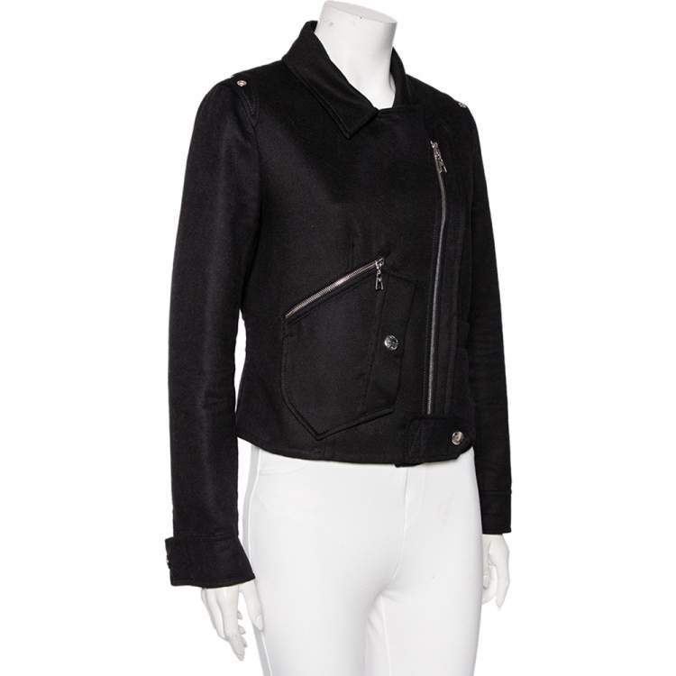 Louis Vuitton Black Cashmere Diagonal Zipper Front Cropped Jacket L Louis  Vuitton