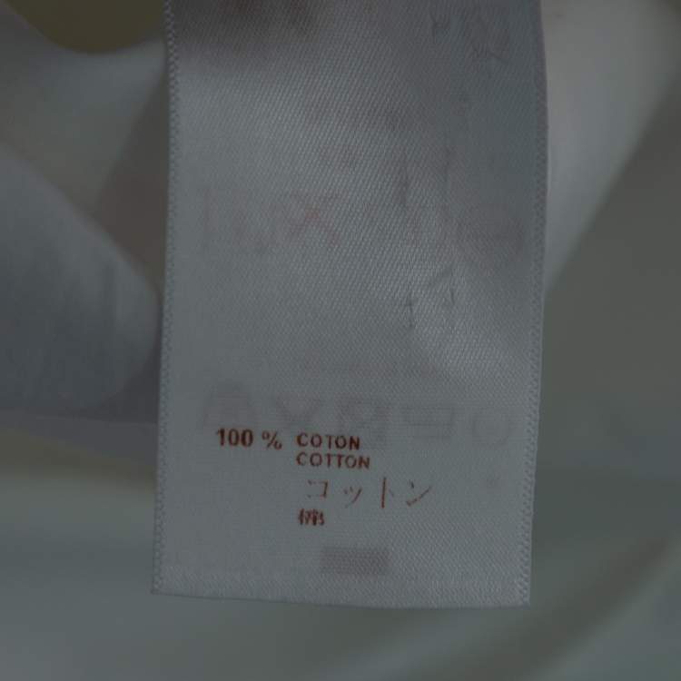 Pre Owned Louis Vuitton White Cotton Neck Tie Detail Button Front Shirt L