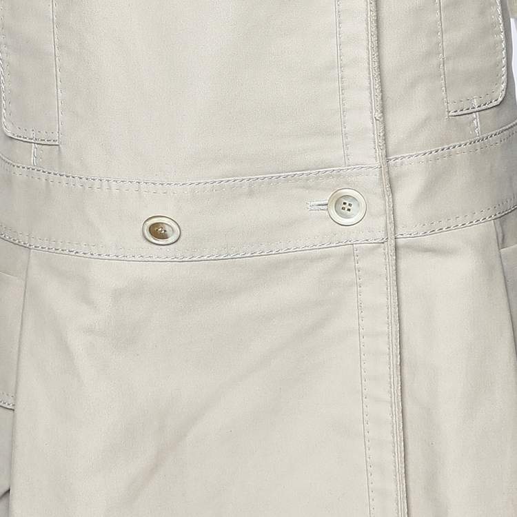 Pre Owned Louis Vuitton Beige Cotton & Wool Inset Detailed Trench Coat S
