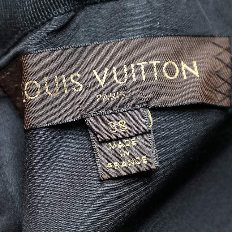 Pre Owned Louis Vuitton Blue Denim Ribbon Sleeve Detailed Gathered Short Dress M