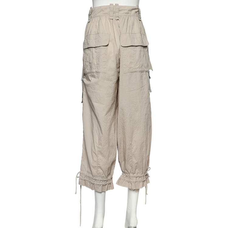 Pre Owned Louis Vuitton Beige Cotton Cargo Pocket Detail Capri Pants S