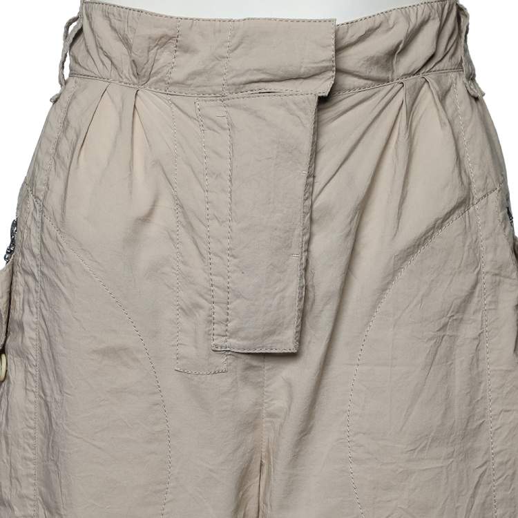 Pre Owned Louis Vuitton Beige Cotton Cargo Pocket Detail Capri Pants S