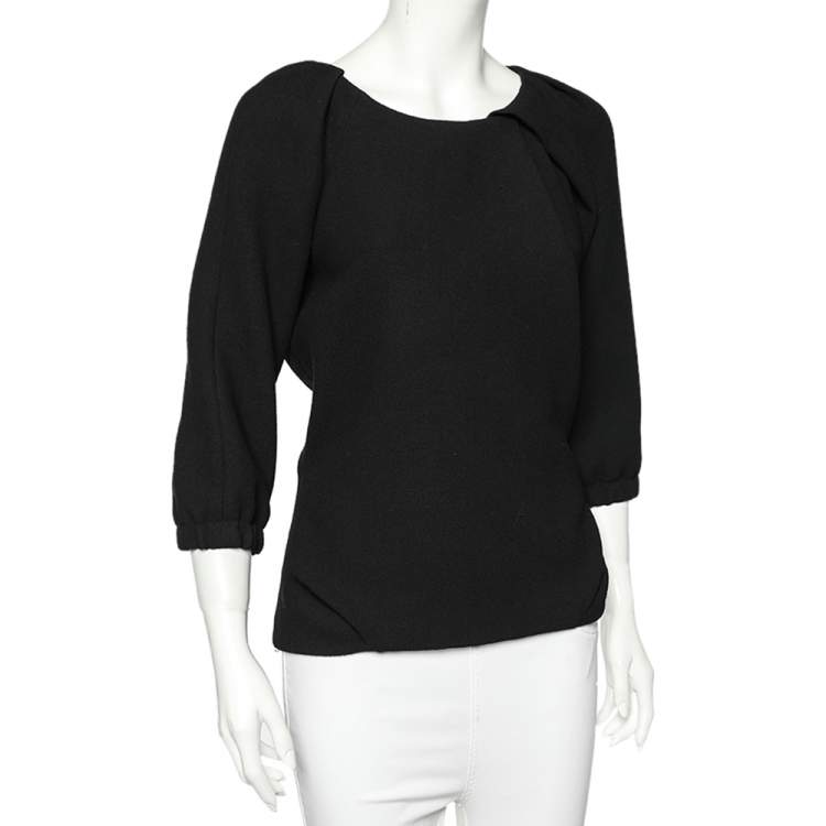 مملوكة مسبقًا Louis Vuitton Black Textured Wool Round Neck Top M