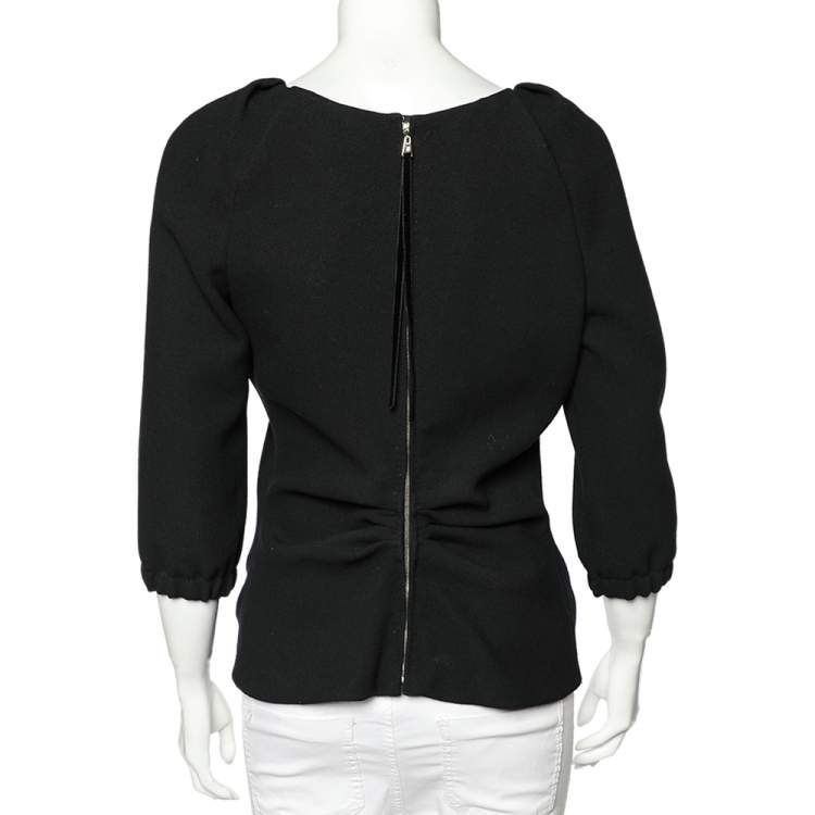 مملوكة مسبقًا Louis Vuitton Black Textured Wool Round Neck Top M