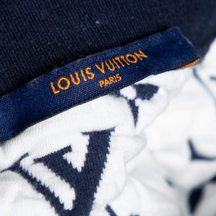 Pre Owned Louis Vuitton Blue Monogram Jacquard Crew Neck Sweatshirt S