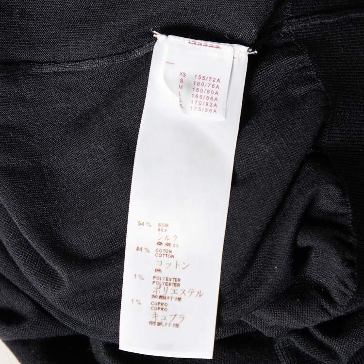 Pre Owned Louis Vuitton Black Silk Knit Lurex Trim Detail T-Shirt Dress M
