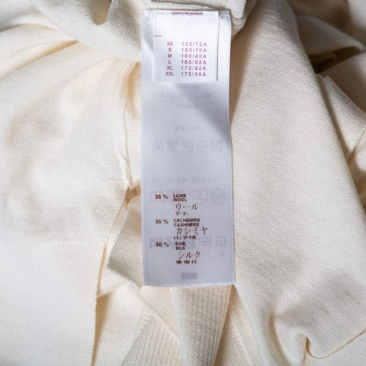 Pre Owned Louis Vuitton Cream Cashmere & Silk Knit Button Front Cardigan L