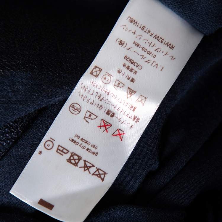 مملوكة مسبقًا Louis Vuitton Navy Blue Wool Sequin Embellished Oversized Top S