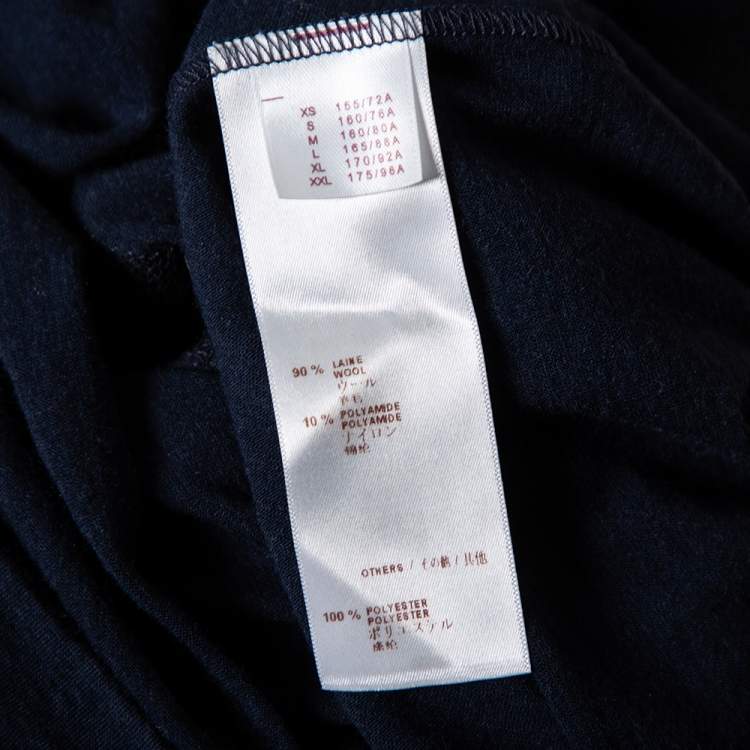 مملوكة مسبقًا Louis Vuitton Navy Blue Wool Sequin Embellished Oversized Top S