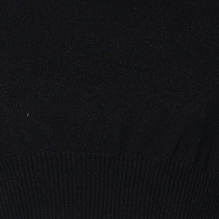 Pre Owned Louis Vuitton Black Cashmere Button Front Cape S