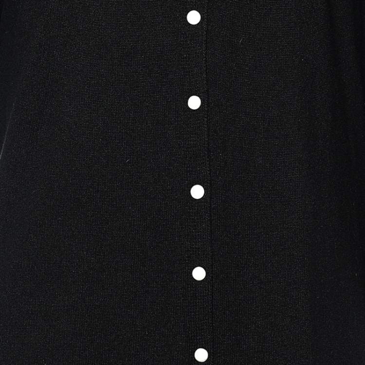 Pre Owned Louis Vuitton Black Cashmere Button Front Cape S