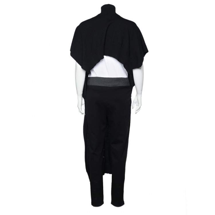 Pre Owned Louis Vuitton Black Cashmere Button Front Cape S