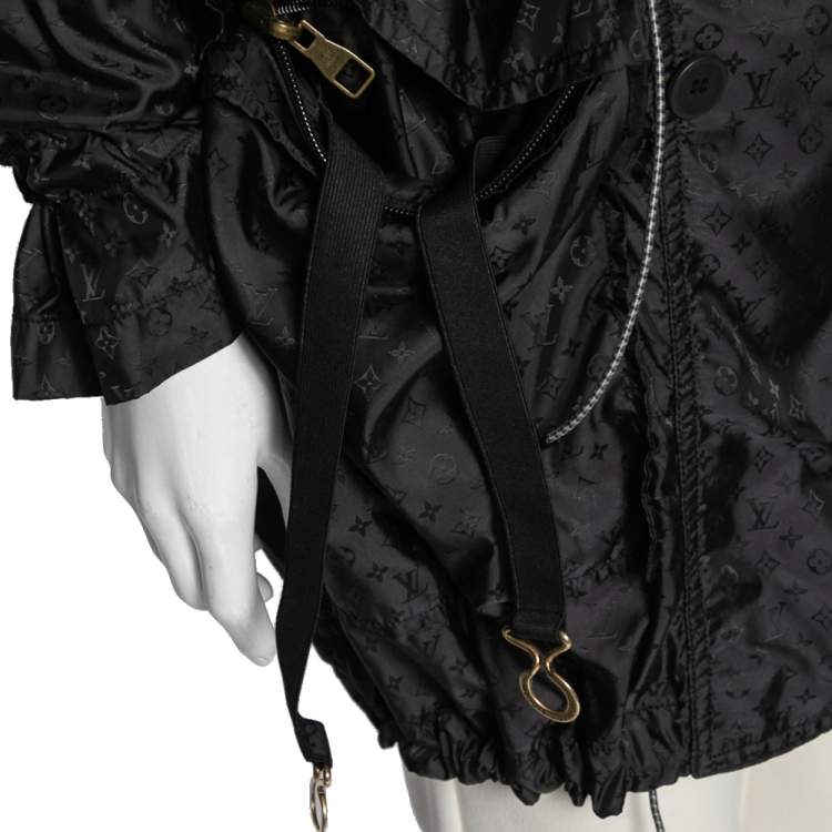 Pre Owned Louis Vuitton Black Monogram Synthetic Hooded Jacket M