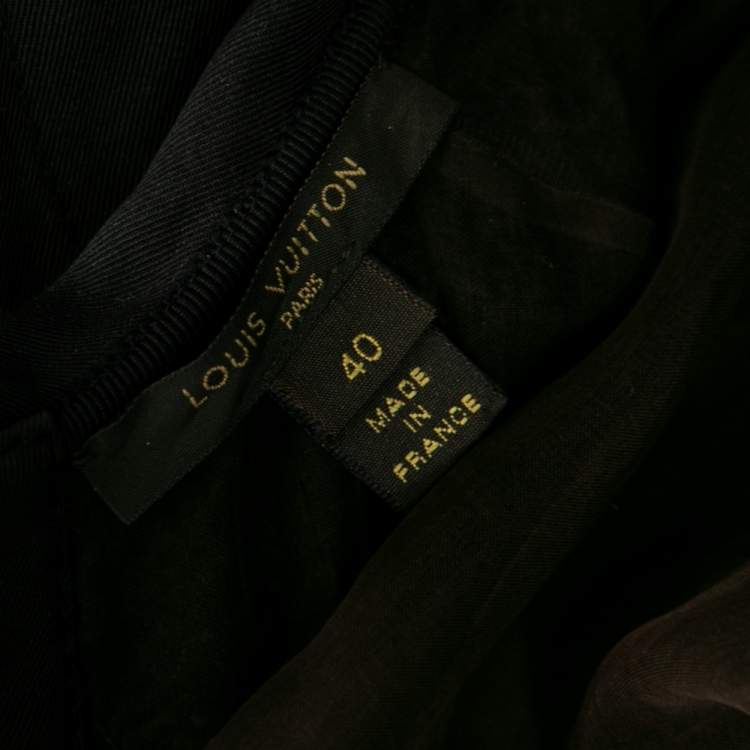 Pre Owned Louis Vuitton Black Lace Button Back Detail Top M