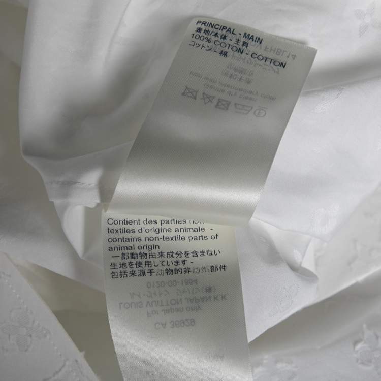 Pre Owned Louis Vuitton White Allover Monogram Motif Cotton Poplin Shirt M