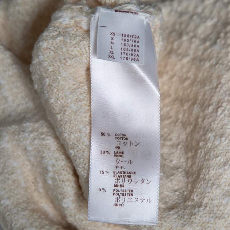 Pre Owned Louis Vuitton Cream Cotton Knit Front Zip Flared Hem Dress XL