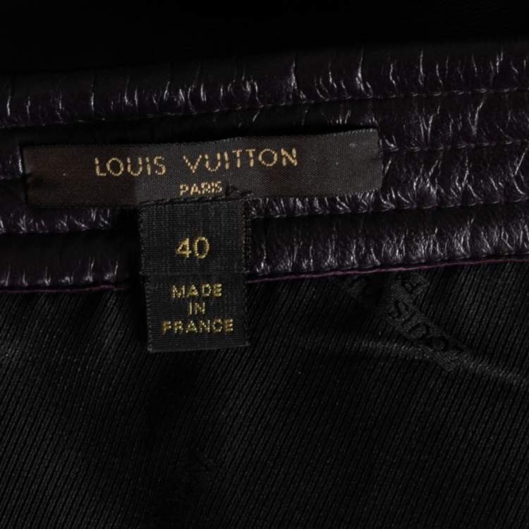 Pre Owned Louis Vuitton Purple Lambskin Leather Mini Skirt M