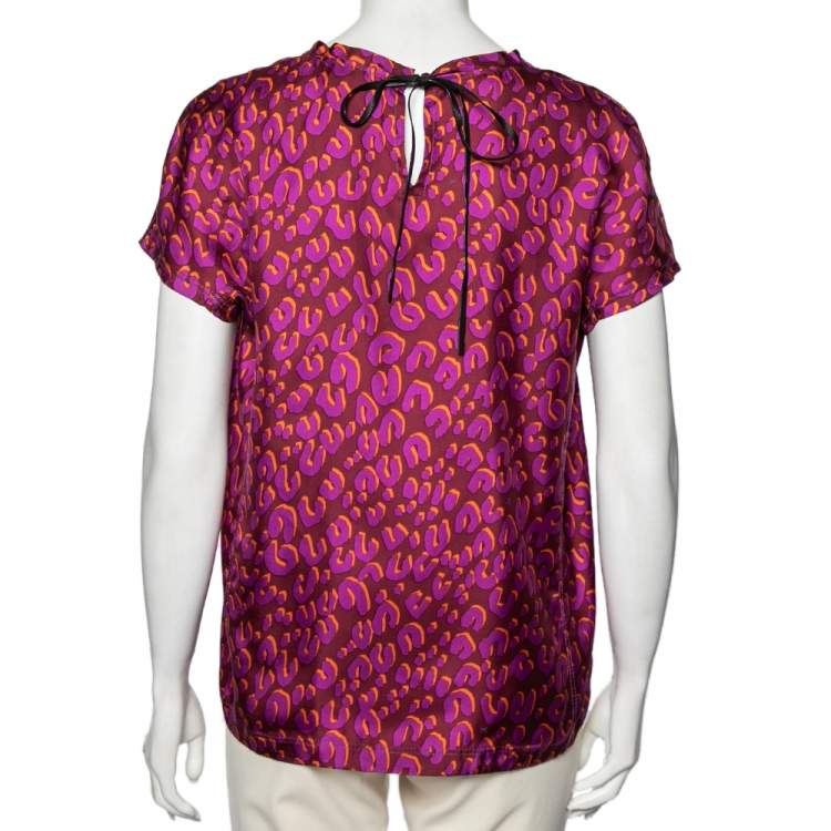 مملوكة مسبقًا Louis Vuitton Pink Stephen Sprouse Leopard Print Silk Blouse M