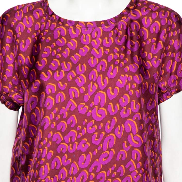 مملوكة مسبقًا Louis Vuitton Pink Stephen Sprouse Leopard Print Silk Blouse M