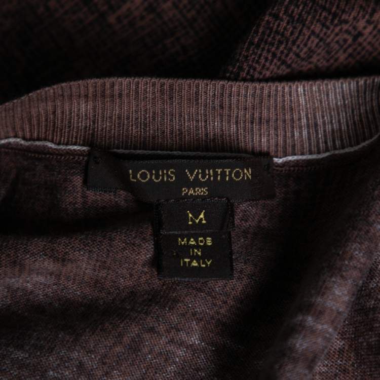 Pre Owned Louis Vuitton Brown Printed Cotton Knit T-Shirt M
