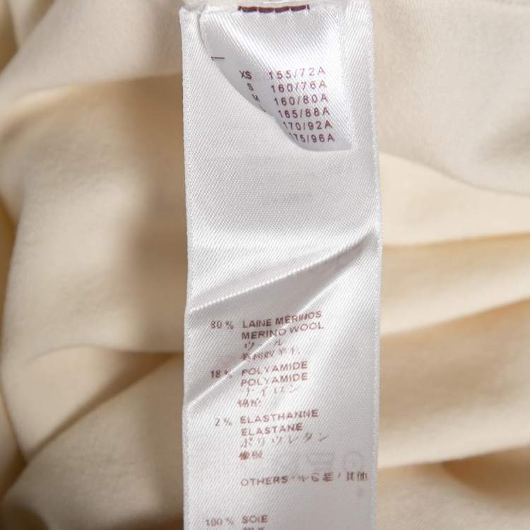Pre Owned Louis Vuitton Cream Embroidered Collar Trim Short Sleeve Sweater M