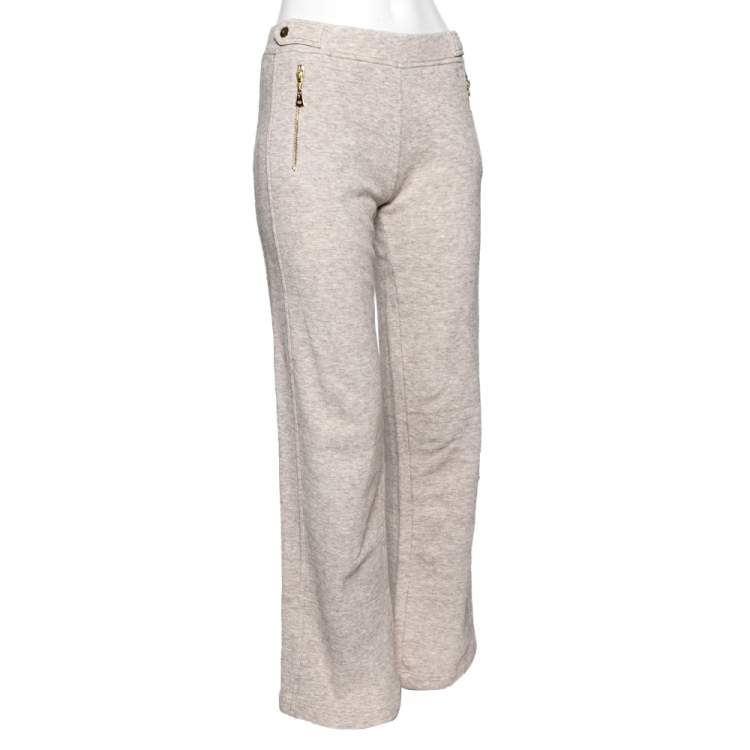 Pre Owned Louis Vuitton Light Beige Cotton Straight Fit Sweatpants S