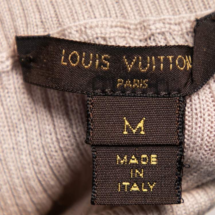 Pre Owned Louis Vuitton Beige Rib Knit Turtleneck Sweater M
